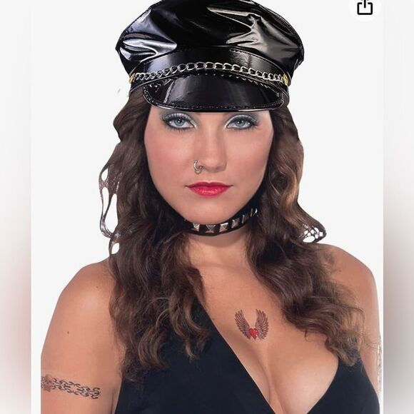 Vinyl Biker Hat and Costume Accessories - Picture 1 of 6